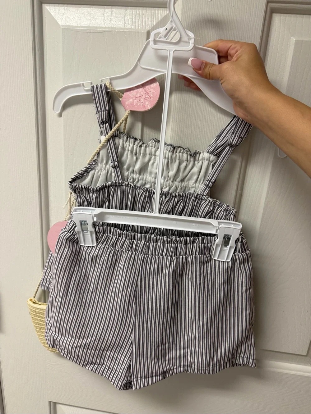 NWT Paisley Lane Girls Size 7 Striped Top Shorts Crossbody Purse 3 Piece Set